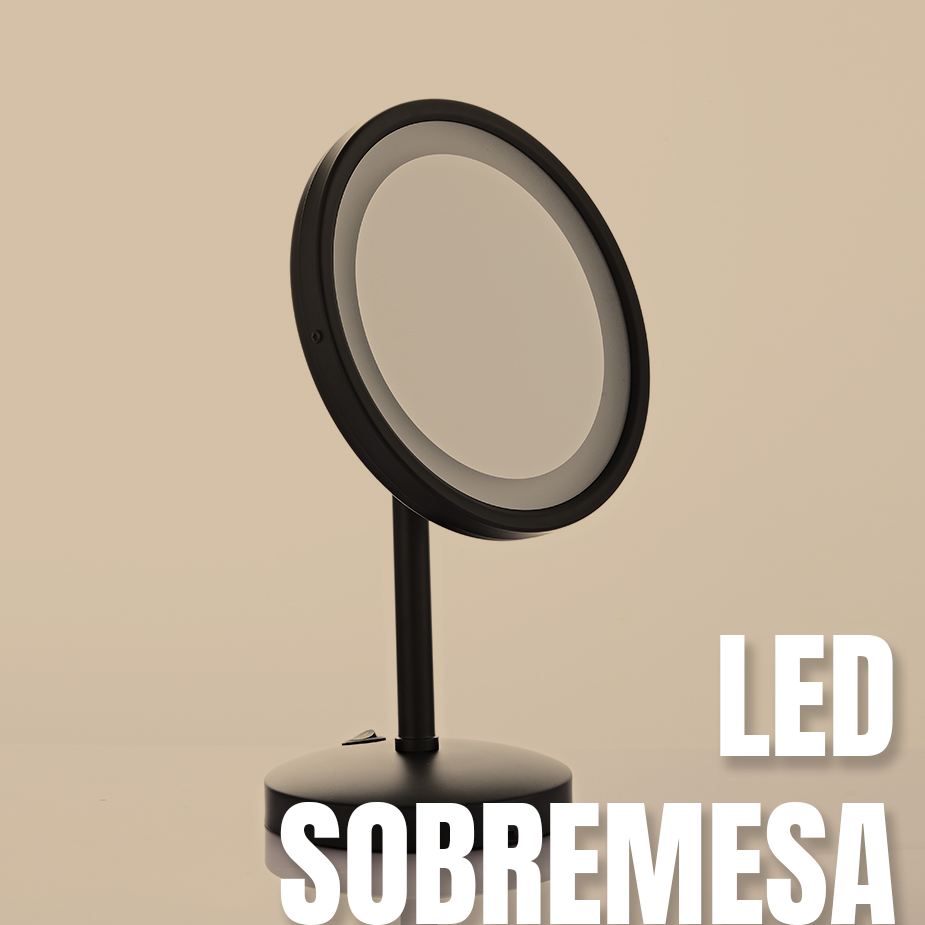 Espejos de aumento con luz led de sobremesa para hoteles