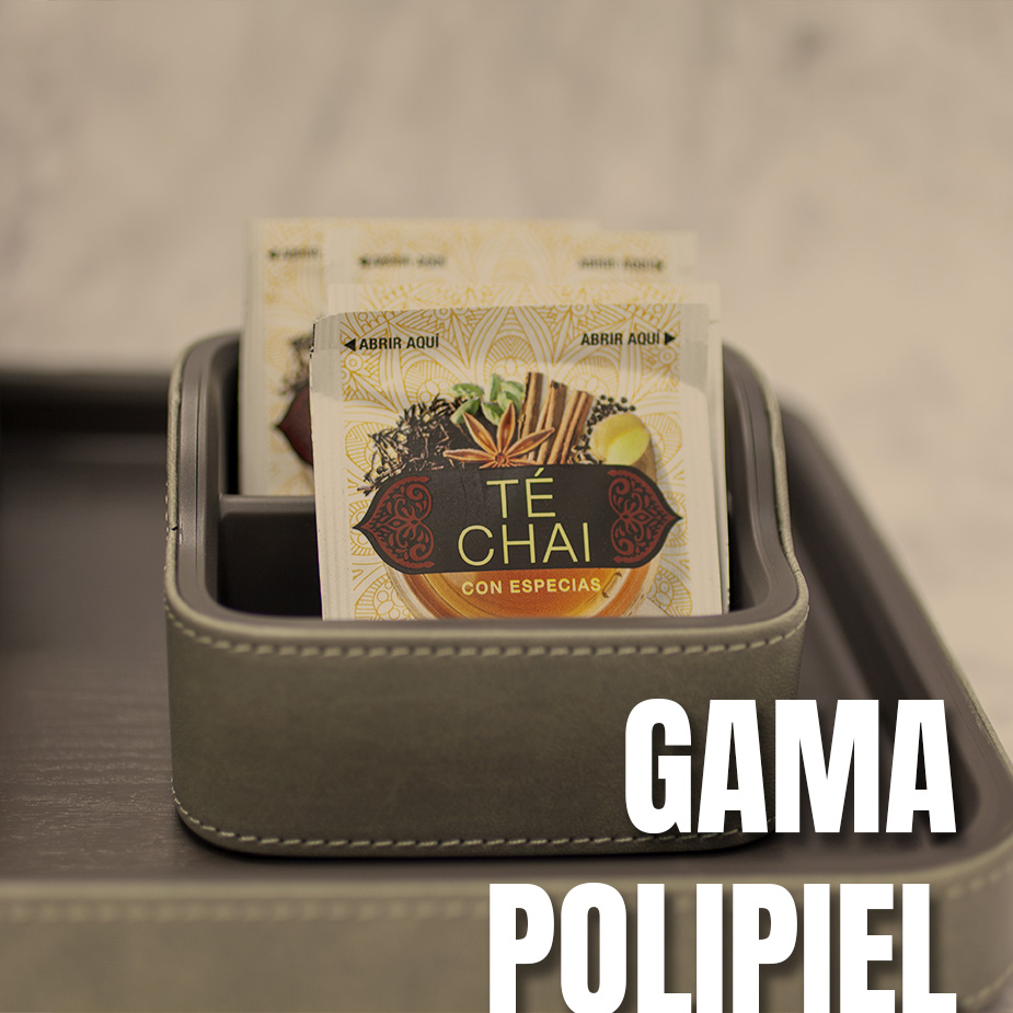 bandejas y accesorios polipiel para hoteles